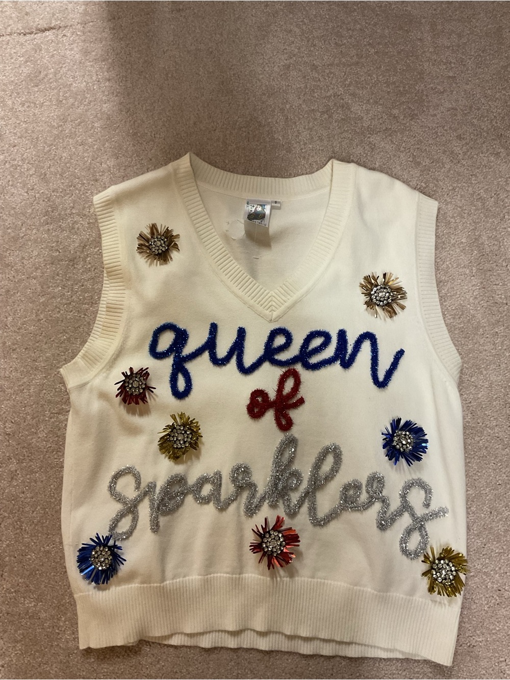 Queen of Sparklers Embellished Sweater Vest